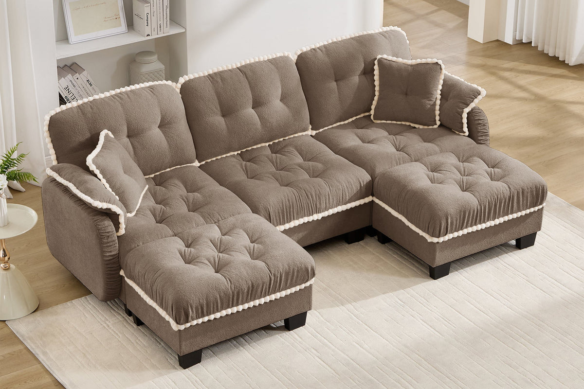 SANDRA 100" 3-Seater Sofa With 2 Ottomans