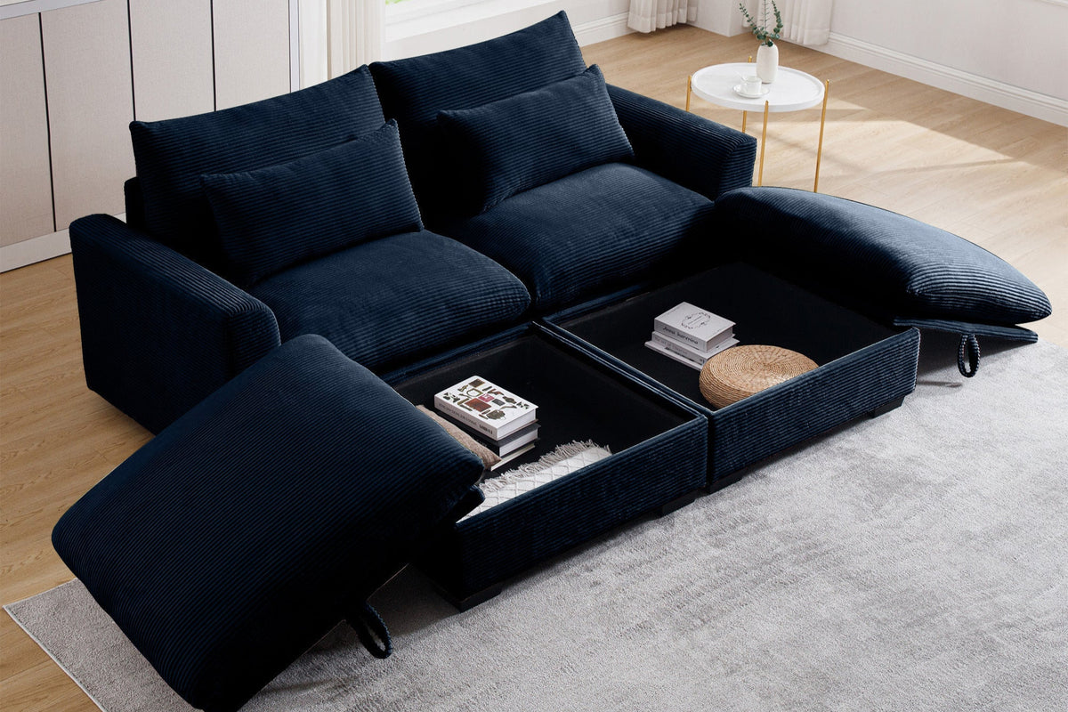 HARMONY 86&quot; Loveseat with 2 Ottomans