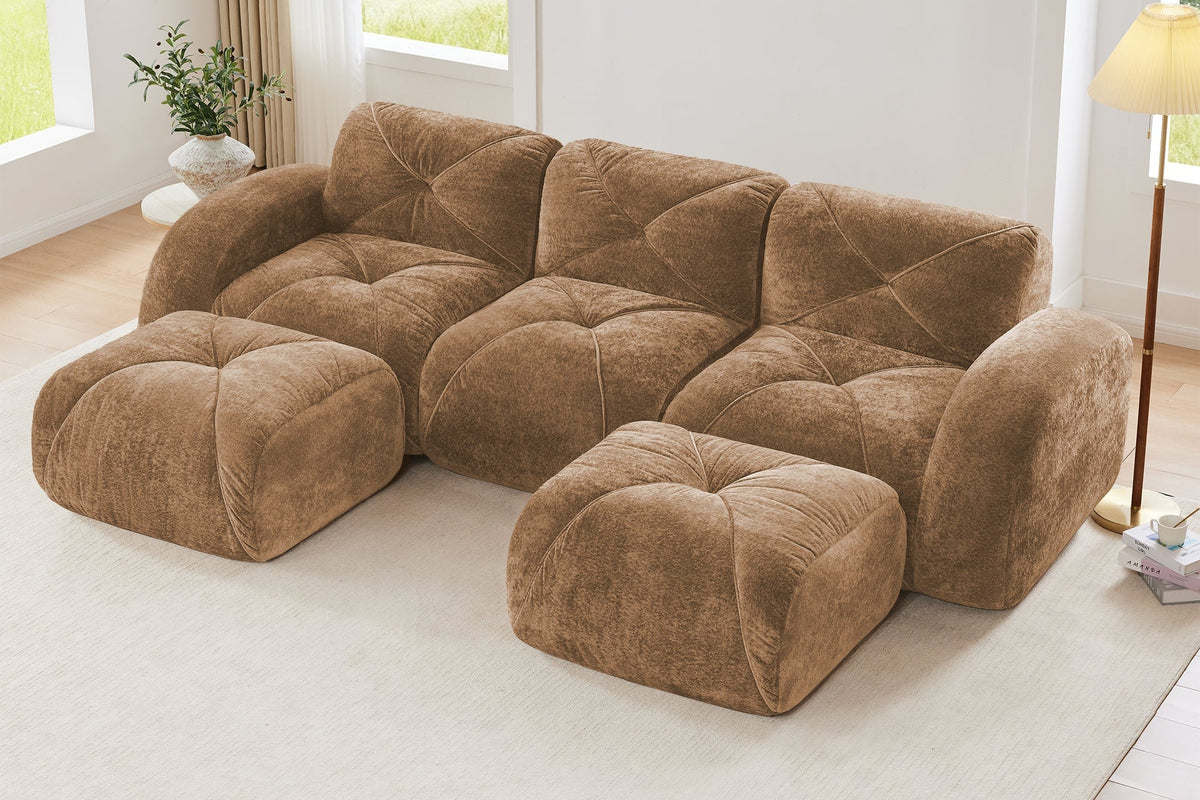 MYLO 110" 3-Seater Sofa with 2 Ottomans
