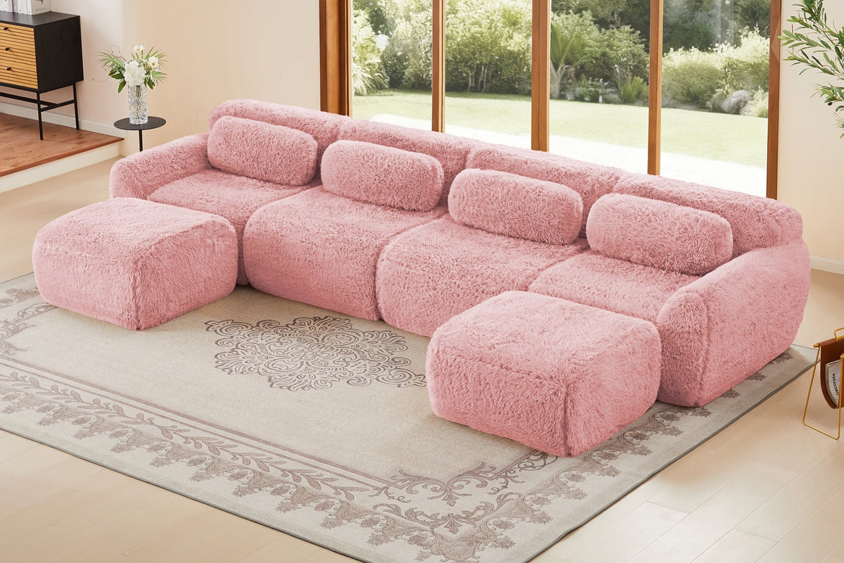 MELLOW 149" 4-Seater Sofa with 2 Ottomans