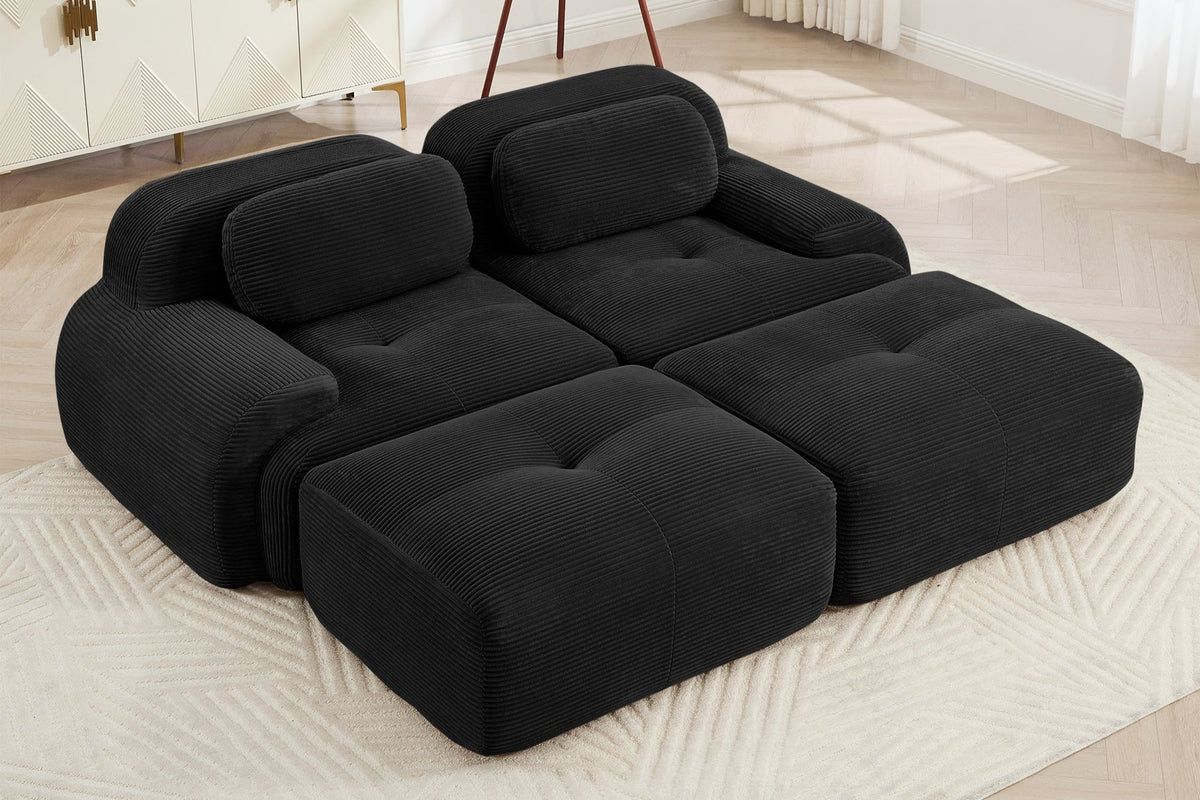 MIA 82&#39;&#39; Loveseat with 2 Ottomans