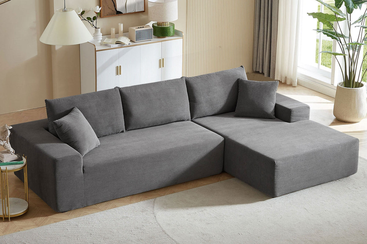 NOUVA 110&quot; Low Profile Corduroy Sectional