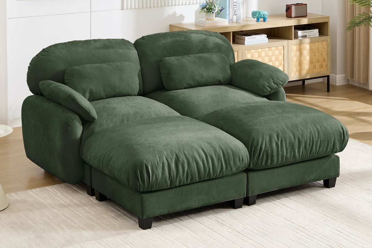 UNIONN 72" Loveseat With 2 Ottomans