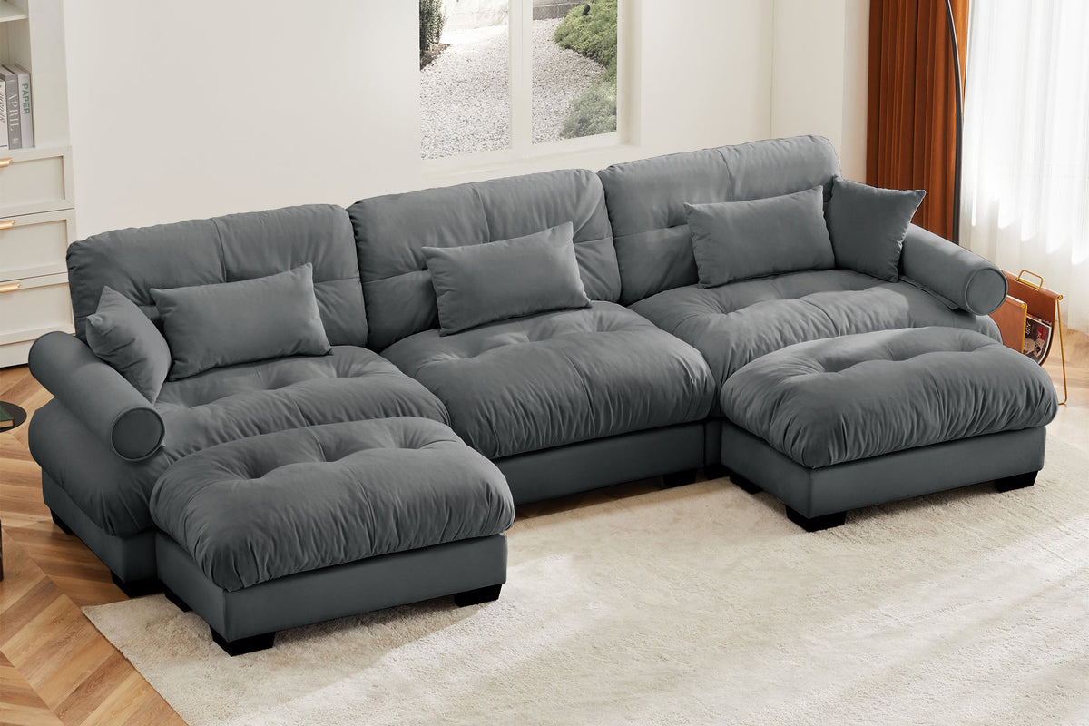 CLOUDIES 134&quot; 3 Seater Sofa with 2 Ottomans