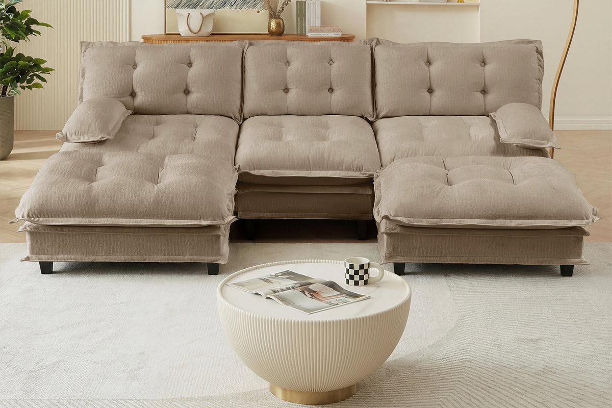 MARLOX 107" 3-Seater Sofa with 2 Ottomans