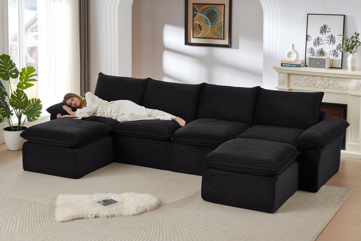 VELLO 141" 4-Seater Sofa with 2 Ottomans