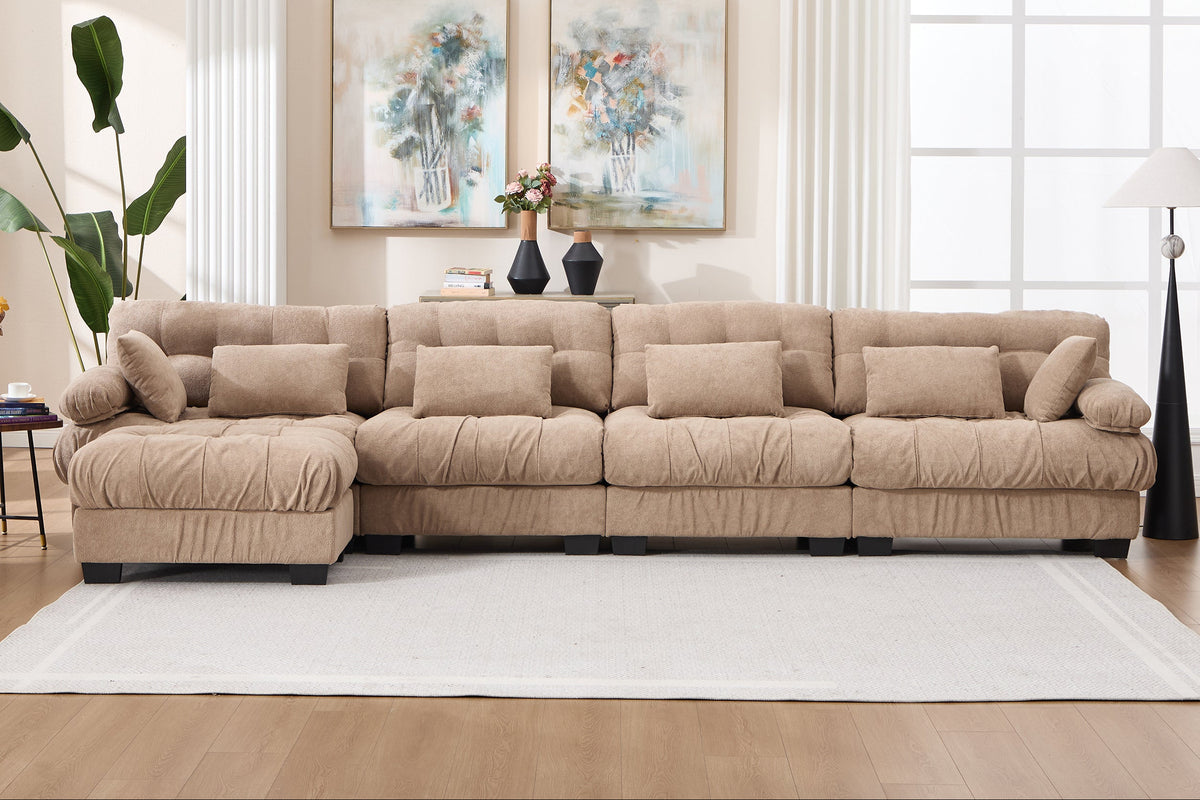 FELZARO 158" 4-Seater Sofa with 1 Ottoman