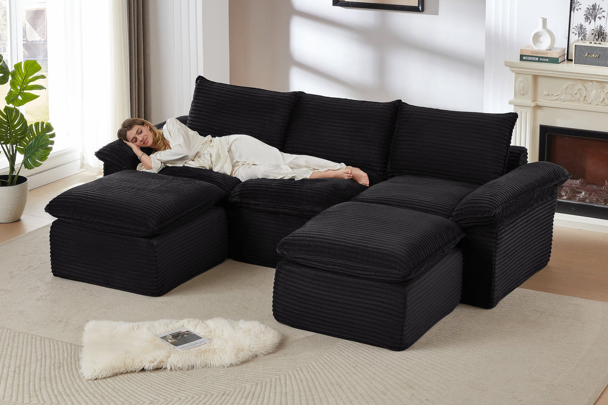 VELLO 111" 3-Seater Sofa with 2 Ottomans