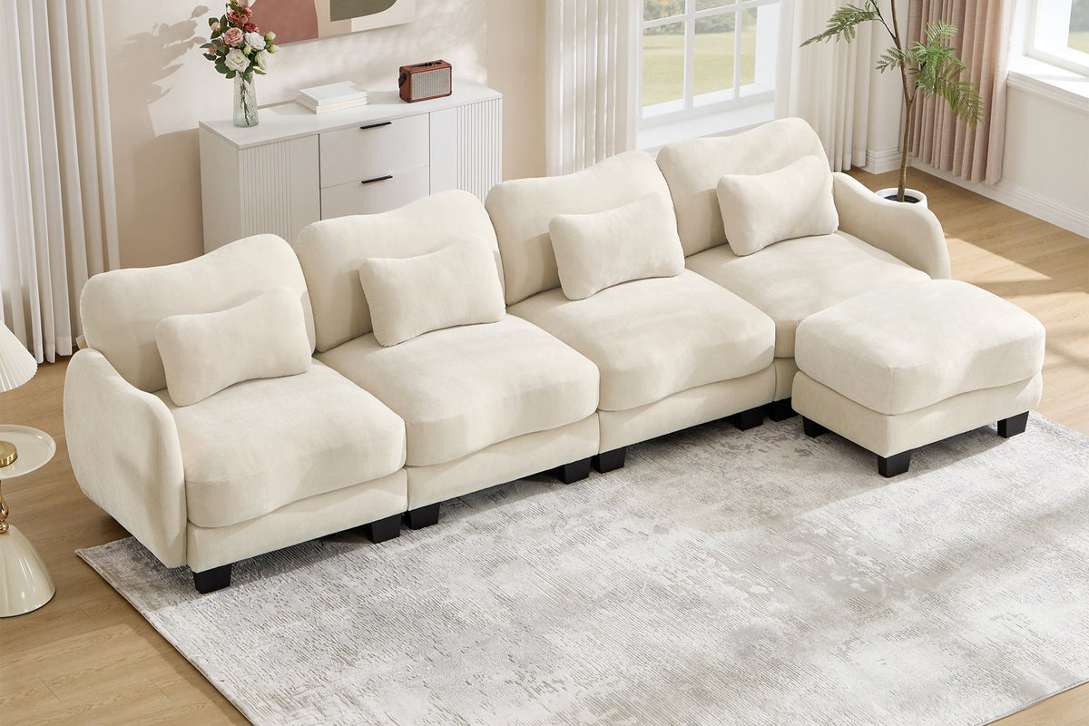 WAVE 131" 4-Seater Sofa With 1 Ottoman