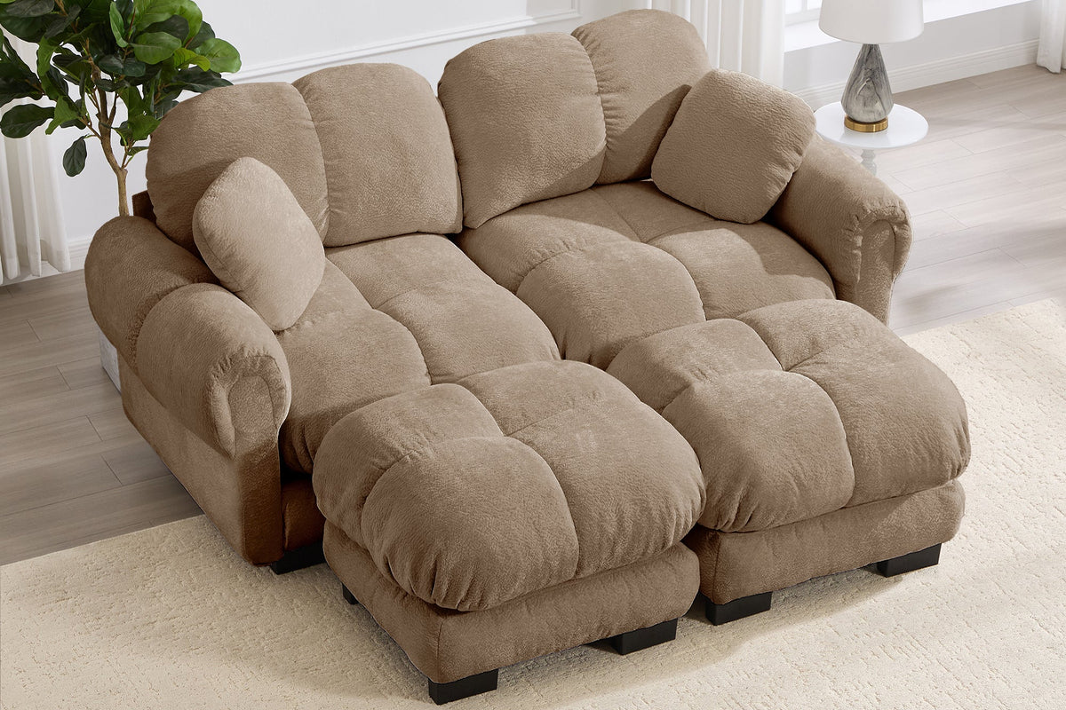PRINCE 76" Loveseat With 2 Ottomans
