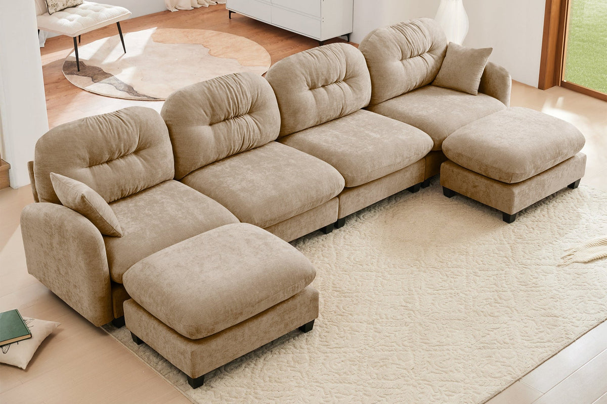 NUVIA 140&quot; 4 Seater Sofa with 2 Ottomans