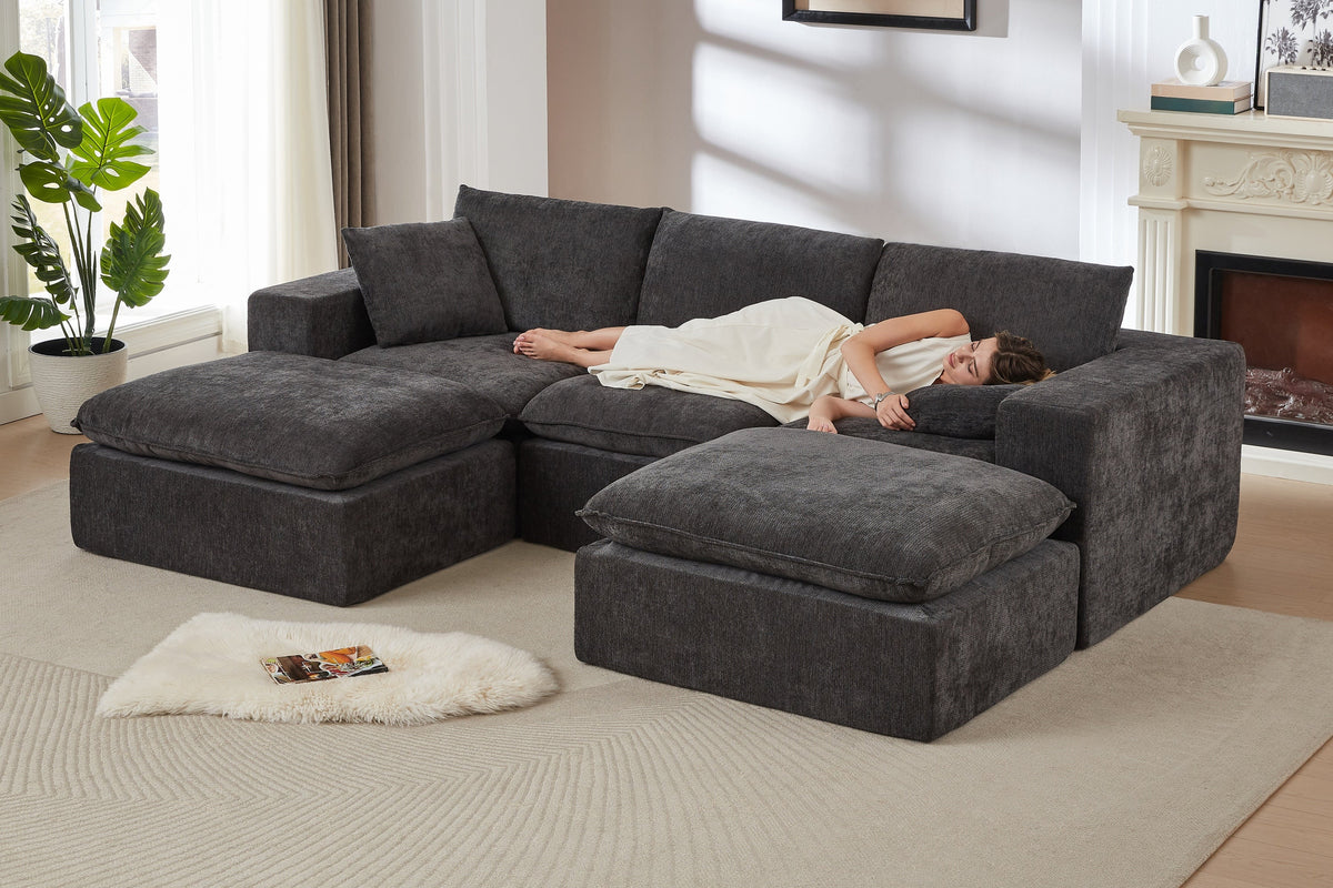 ZORVA 108" 5-Seater Sofa with 2 Ottomans