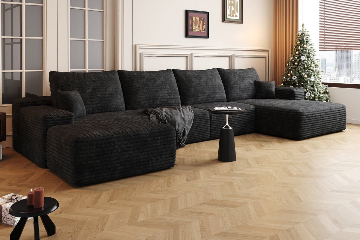 BERVIQO 135" Right Chaise Sofa with 1 Ottoman