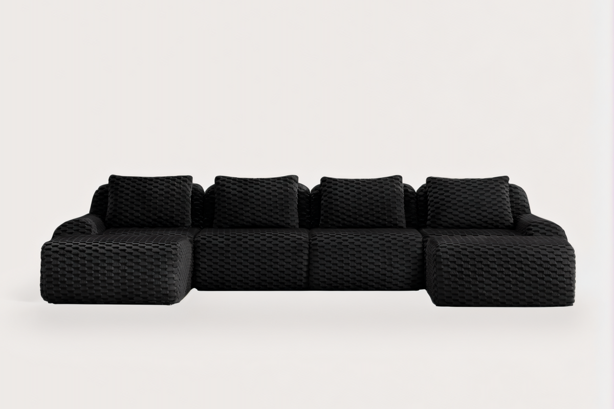 LAURENT 146" 4-Seater Sofa with 2 Ottomans