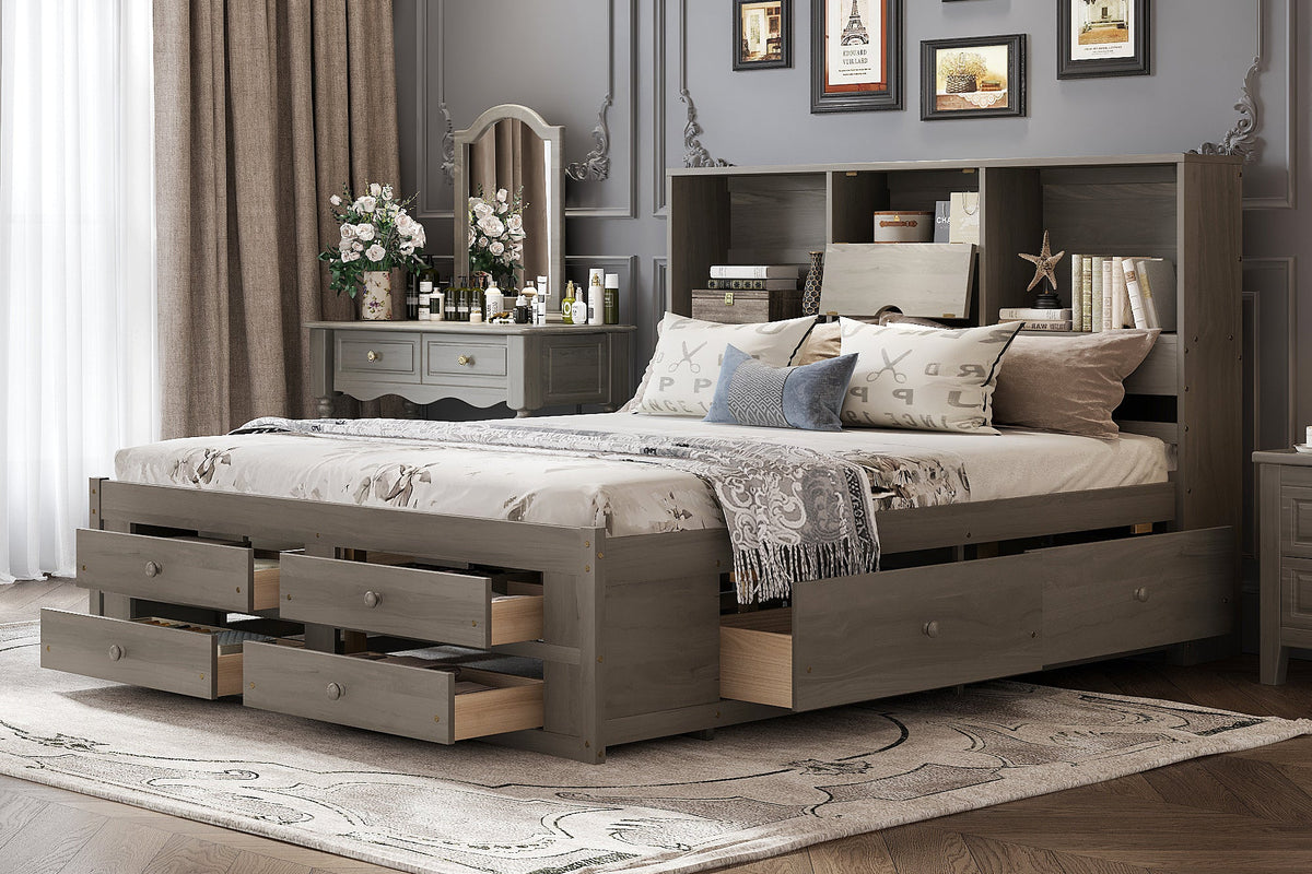 TOVARIX King Size Bed Frame with Storage