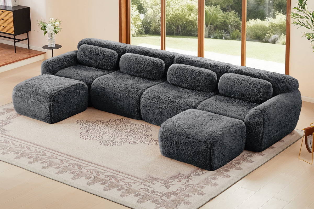 MELLOW 149" 4-Seater Sofa with 2 Ottomans