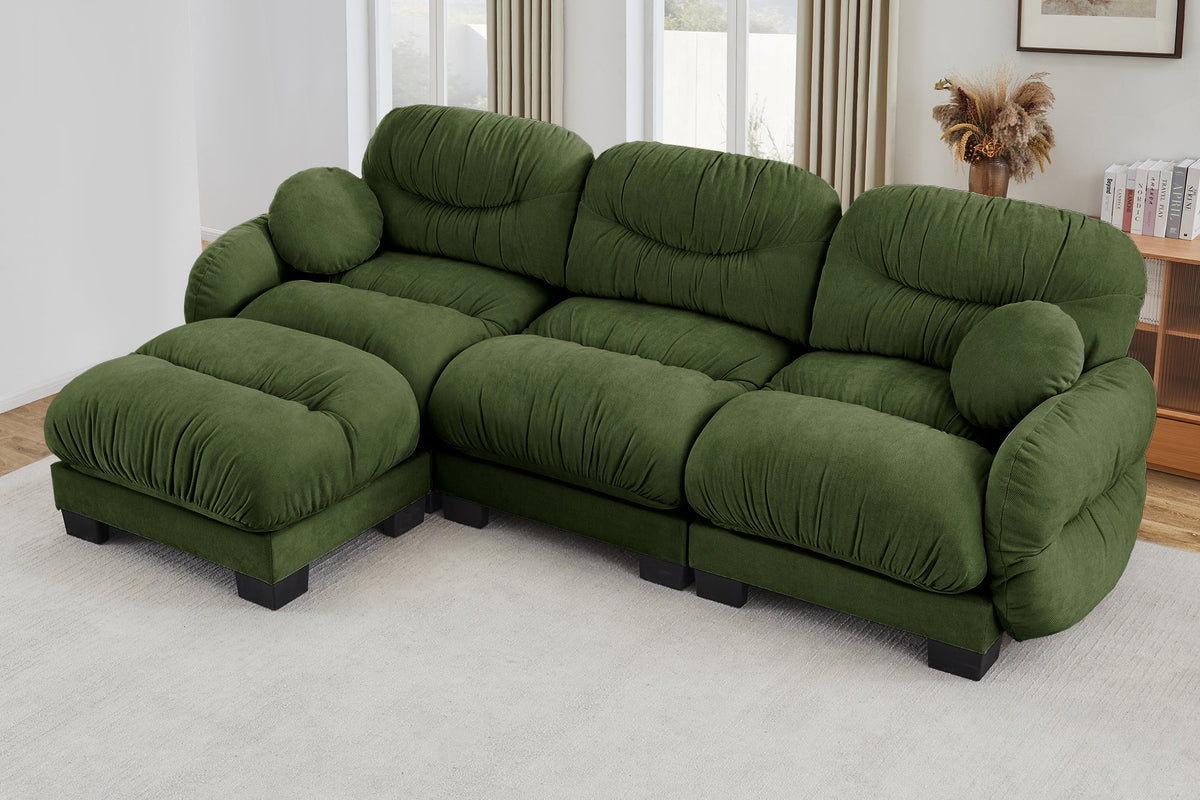 FLORA 116" 3-Seater Sofa With 1 Ottoman