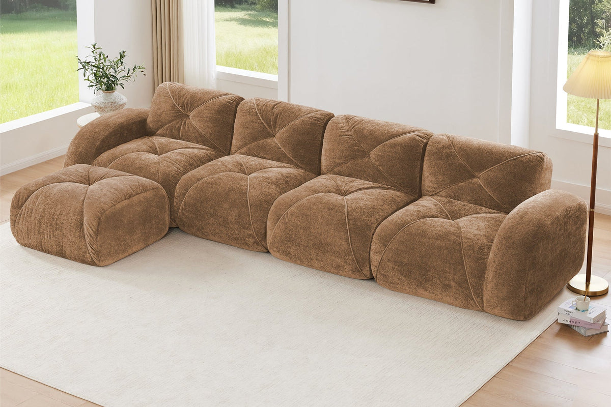 MYLO 140" 4-Seater Sofa with 1 Ottoman