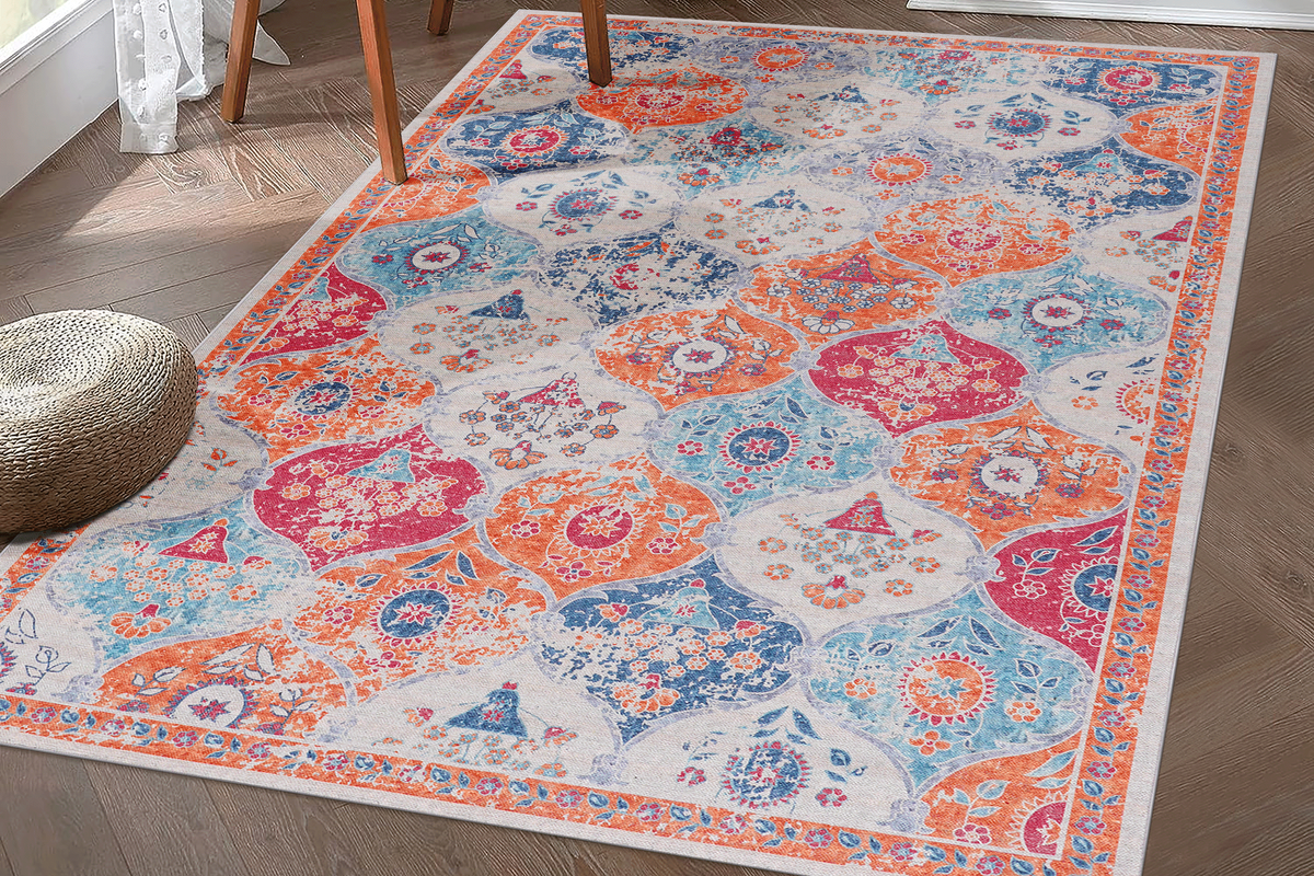 MAVAL 96"x60" Washable Area Rug