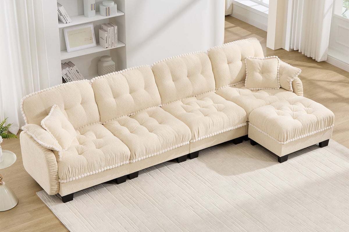 SANDRA 131" 4-Seater Sofa With 1 Ottoman
