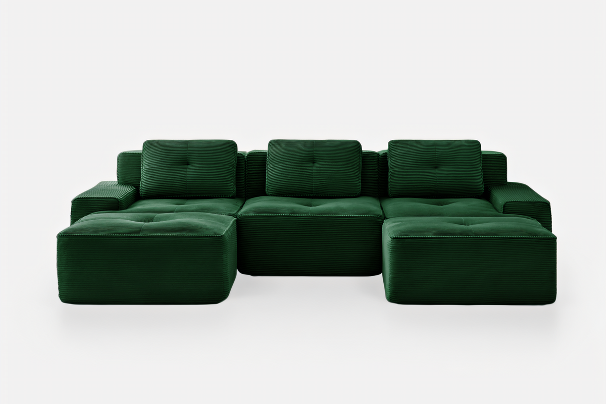 CORDELIA 117" 3-Seater Sofa with 2 Ottomans