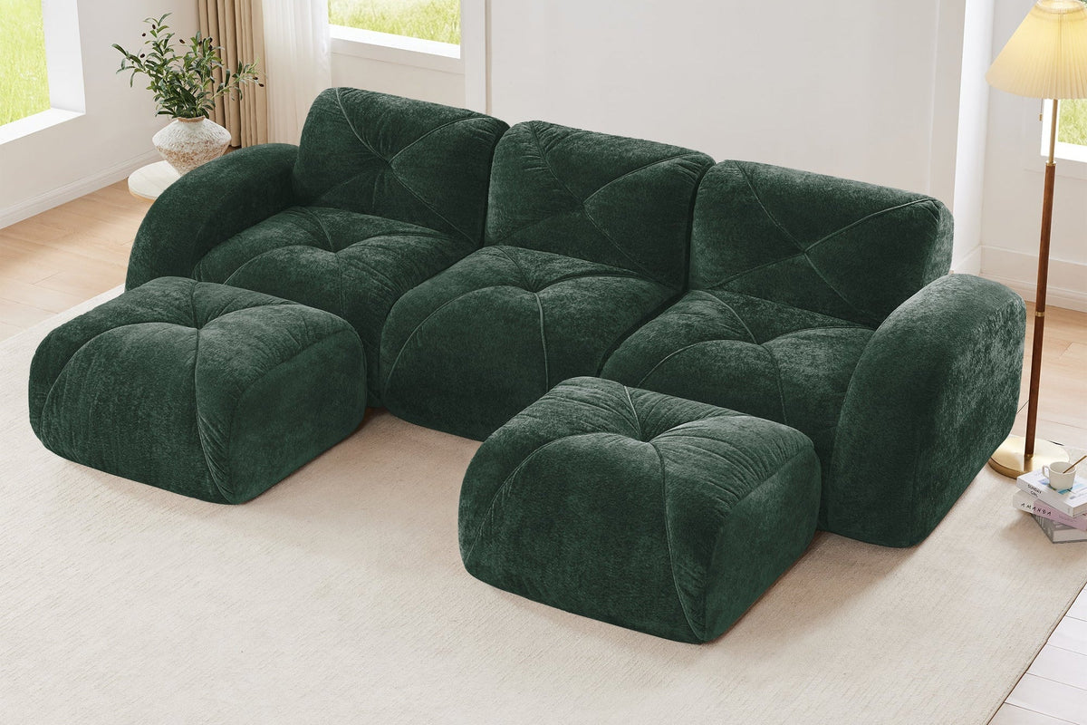 MYLO 110" 3-Seater Sofa with 2 Ottomans