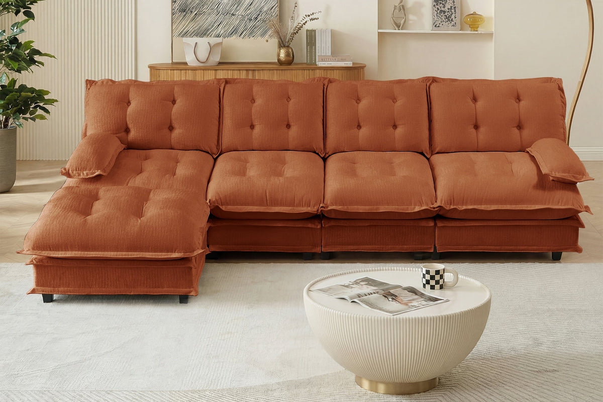 MARLOX 138" 4-Seater Sofa with 1 Ottoman