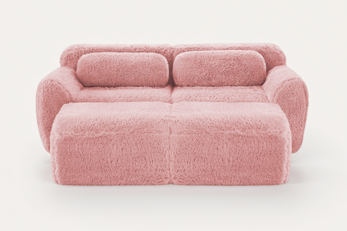 MELLOW 80" Loveseat with 2 Ottomans