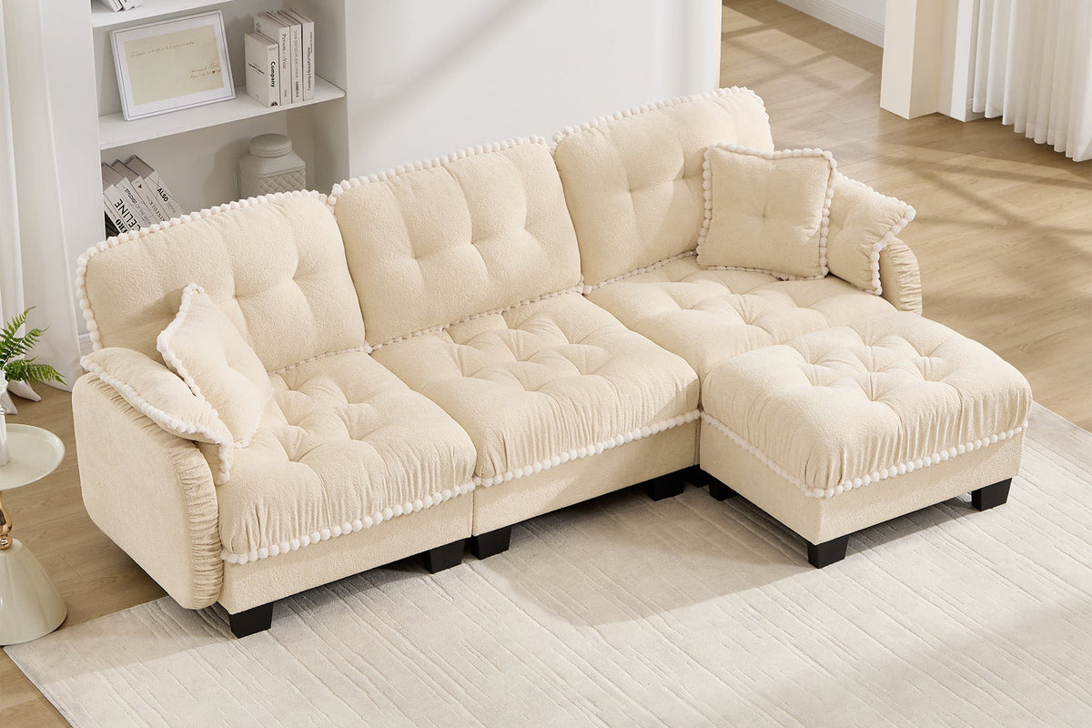SANDRA 100" 3-Seater Sofa With 1 Ottoman