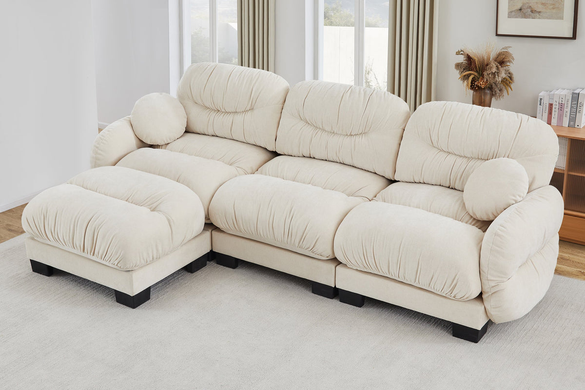 FLORA 116" 3-Seater Sofa With 1 Ottoman