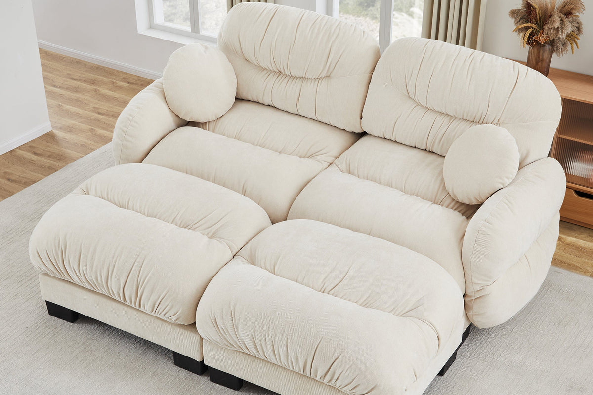 FLORA 81" Loveseat Sofa With 2 Ottomans