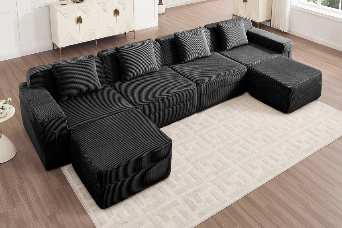 MARTHA 153" 4-Seater Sofa with 2 Ottomans
