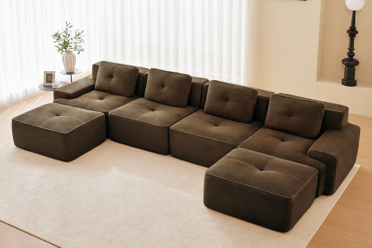 CORDELIA 153" 4-Seater Sofa with 2 Ottomans