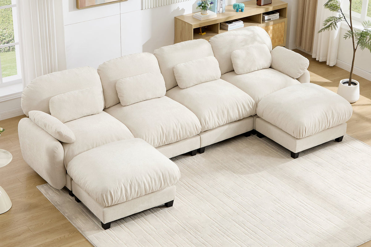 UNIONN 136" 4-Seater Sofa With 2 Ottomans