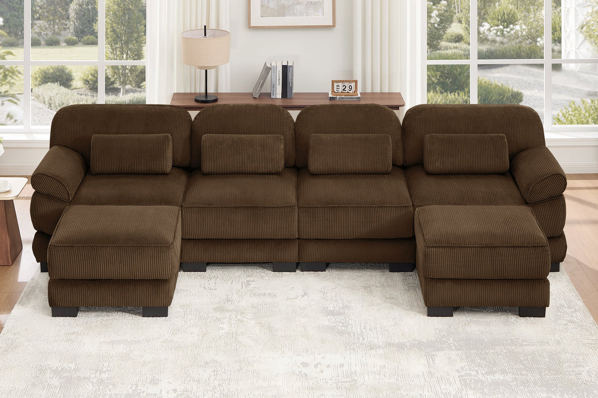 MASON 132" 4-Seater Sofa with 2 Ottomans