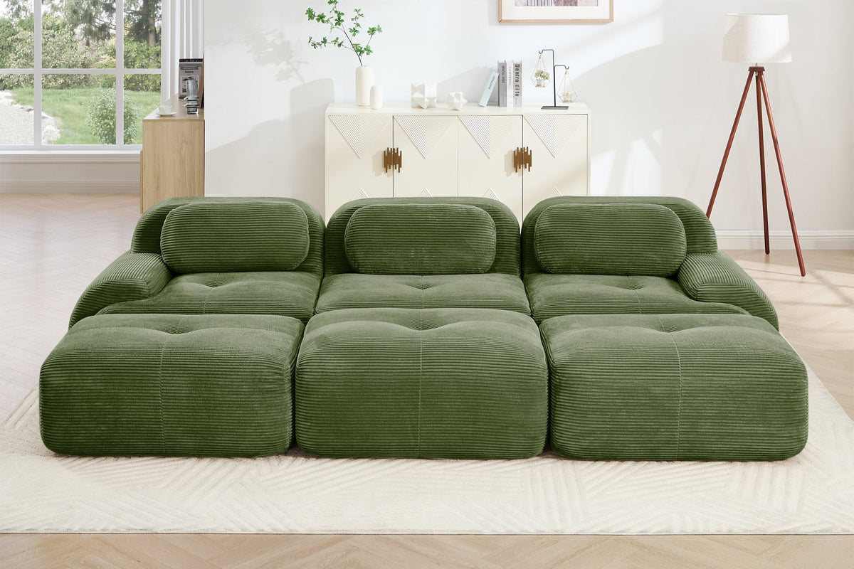 MIA 117&#39;&#39; 3-Seater Sofa with 3 Ottomans