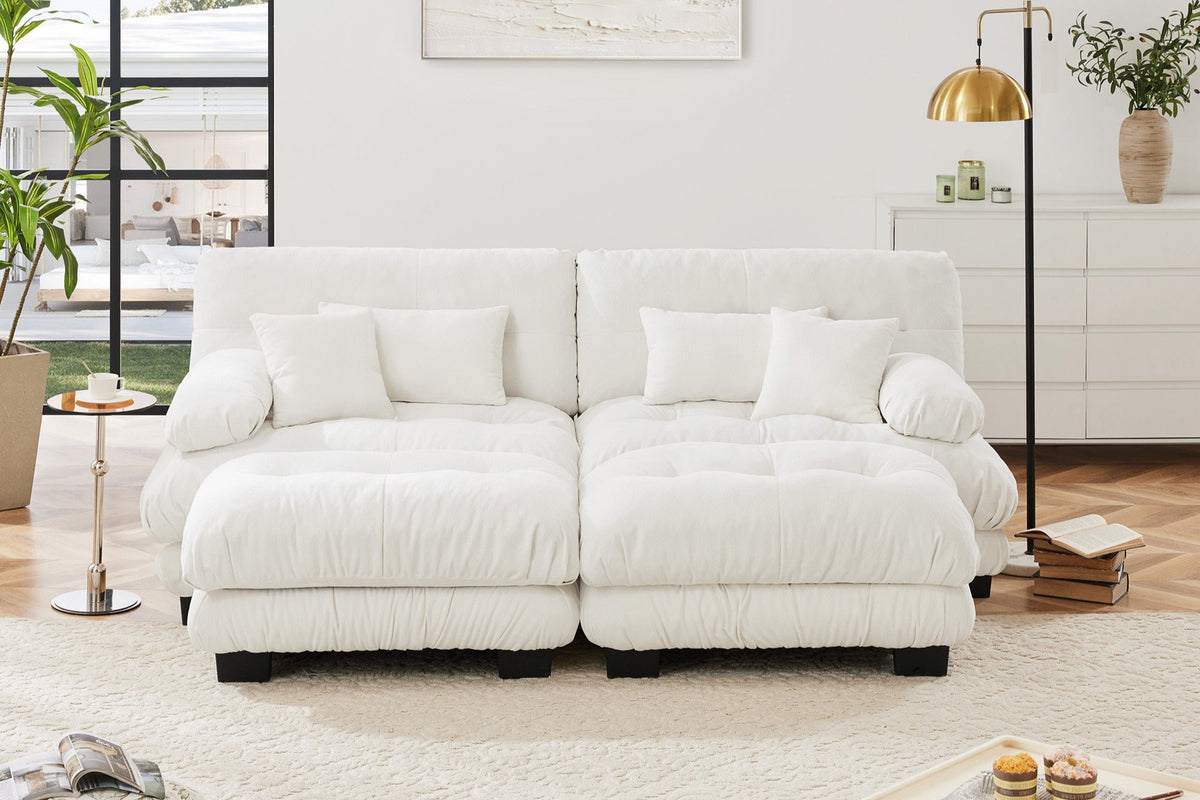 CLOUDIES 94" Loveseat with 2 Ottomans