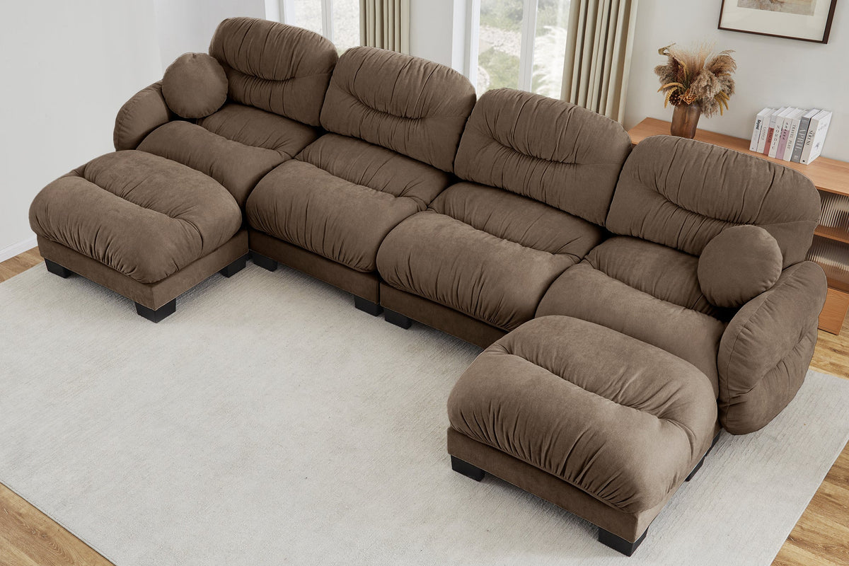 FLORA 150" 4-Seater Sofa With 2 Ottomans