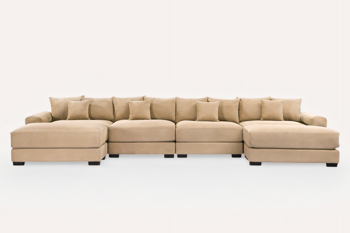 DESEO 170" 4-Seater Sofa with 2 Ottomans