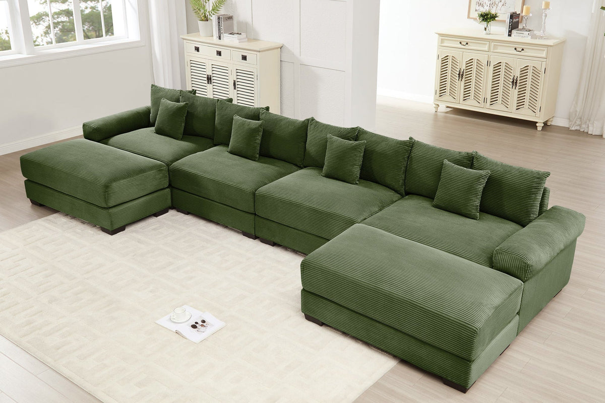 DESEO 170&quot; 4-Seater Sofa with 2 Ottoman