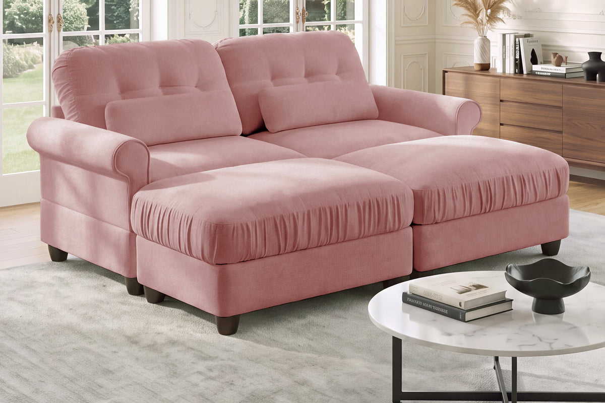 MELBOURNE 69" Loveseat with 2 Ottomans