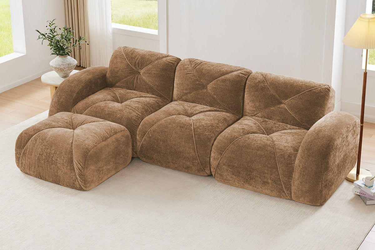 MYLO 110" 3-Seater Sofa with 1 Ottoman