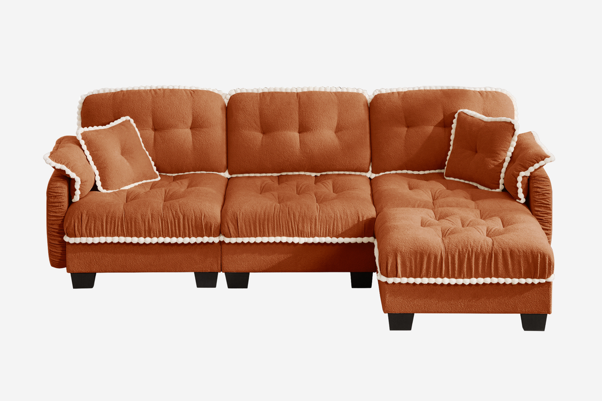 SANDRA 100" 3-Seater Sofa With 1 Ottoman