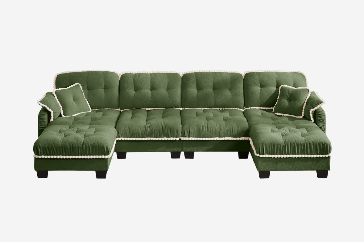 SANDRA 131" 4-Seater Sofa With 2 Ottomans