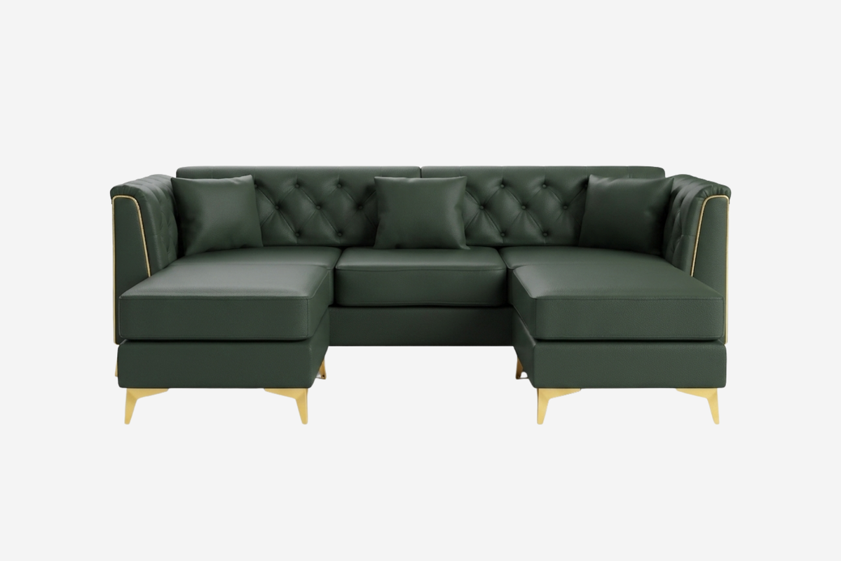 FALVINO Chesterfield 81" 3-Seater Sofa with 2 Ottomans