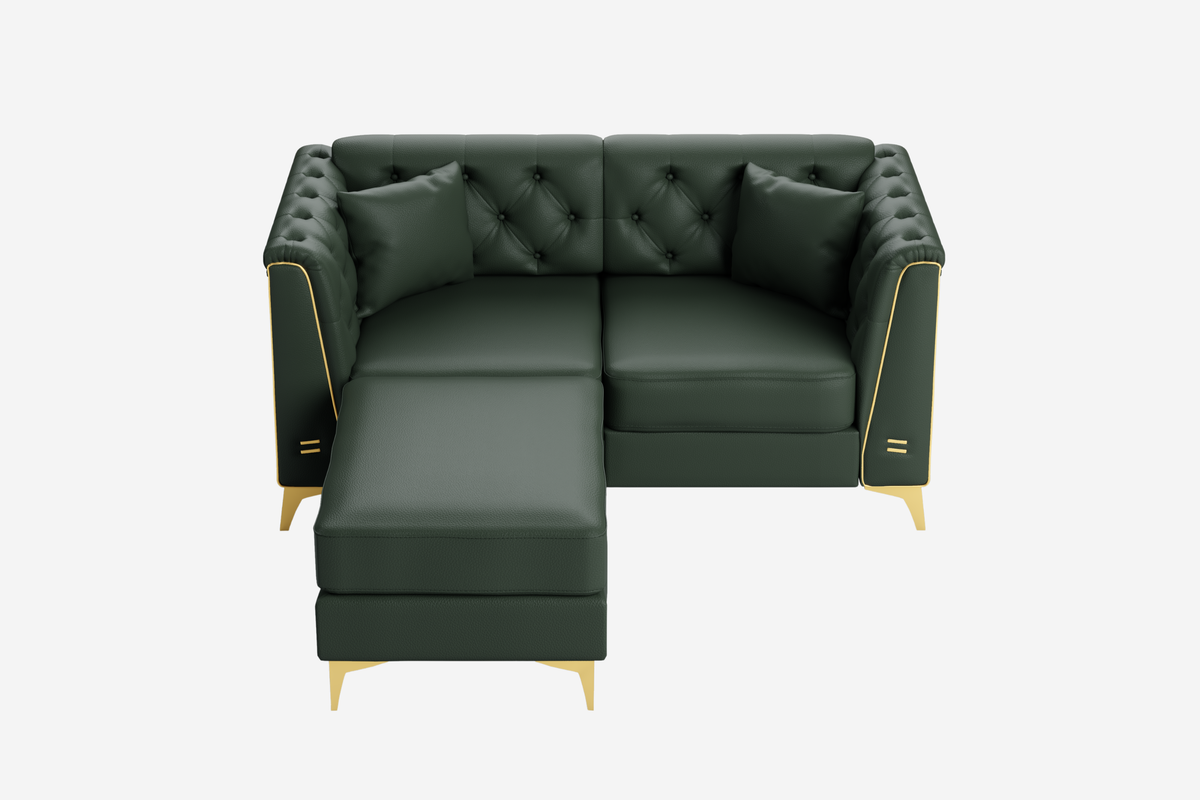 FALVINO Chesterfield 61" Loveseat Sofa with 1 Ottoman