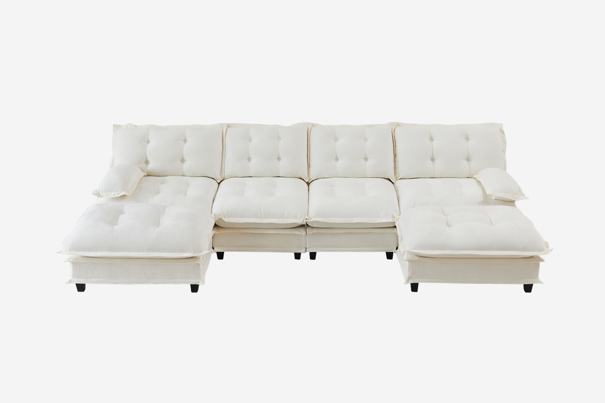 MARLOX 138" 4-Seater Sofa with 2 Ottomans