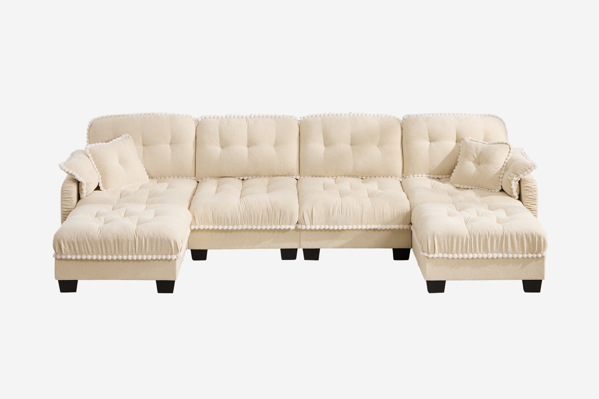 SANDRA 131" 4-Seater Sofa With 2 Ottomans