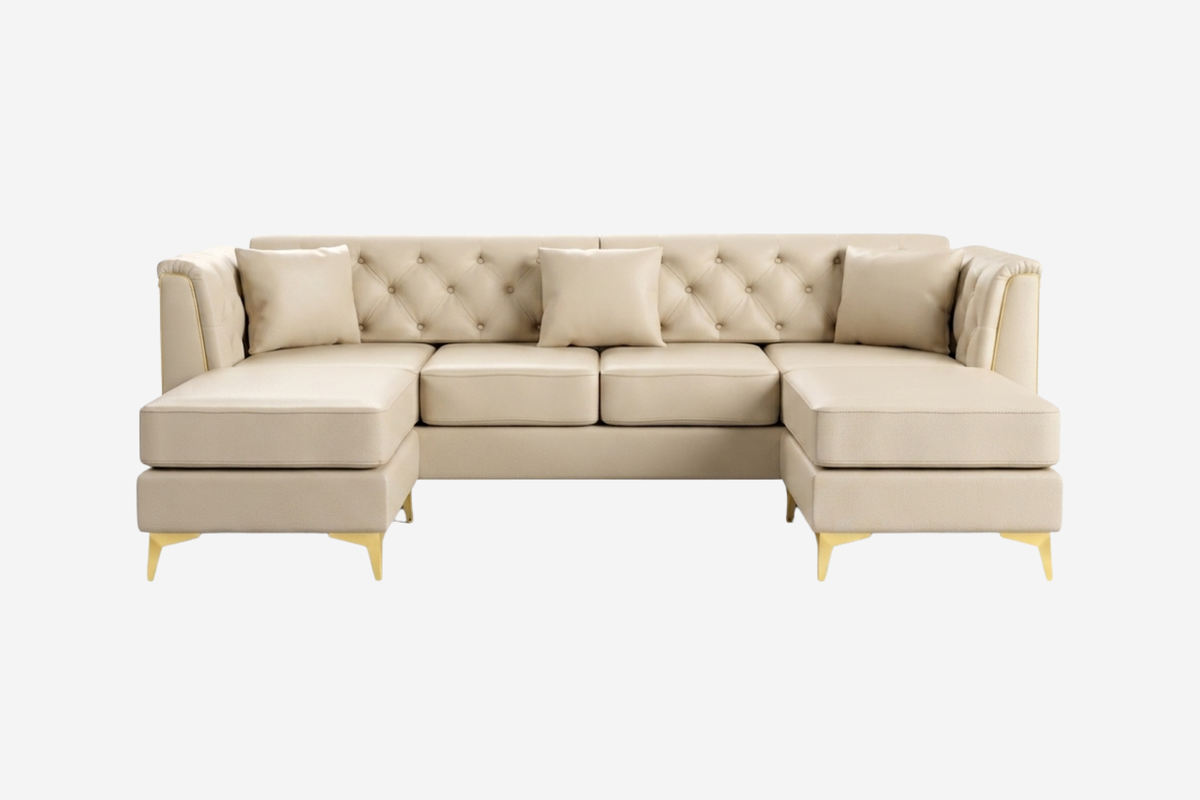 FALVINO Chesterfield 81" 3-Seater Sofa with 2 Ottomans