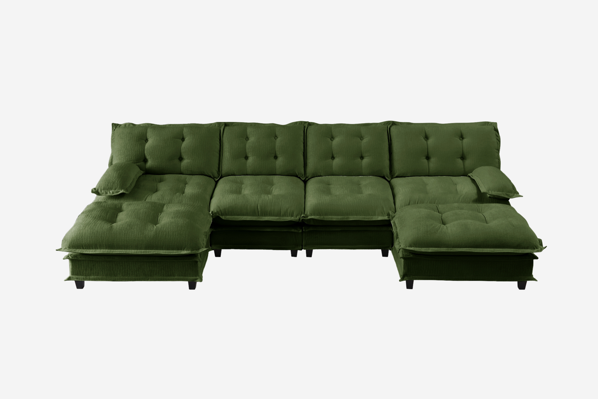 MARLOX 138" 4-Seater Sofa with 2 Ottomans